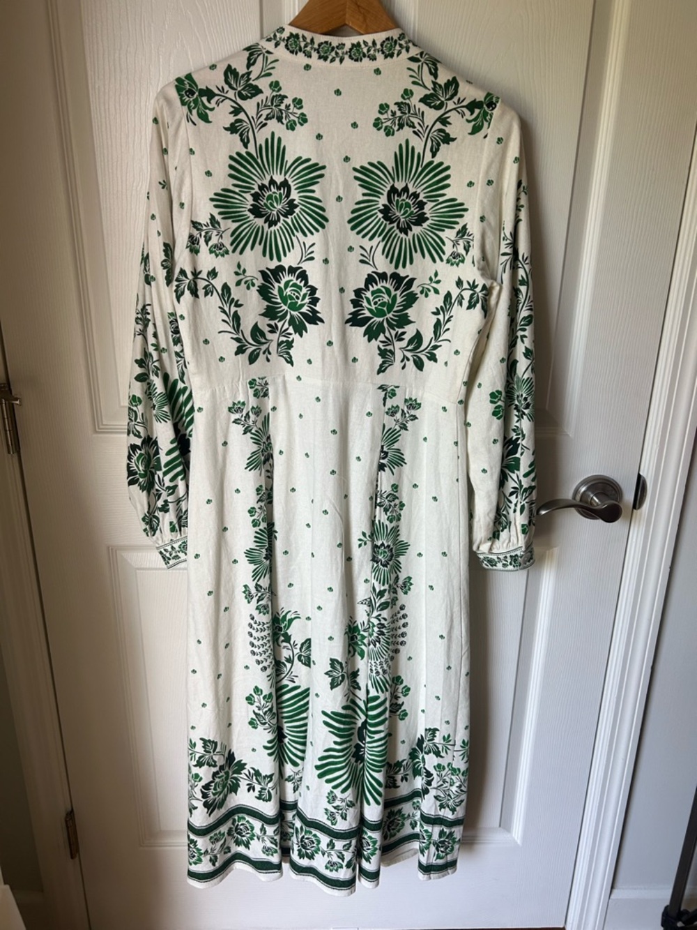NWOT Christian Lacroix White Maxi Dress with Green Floral Print - Picture 7 of 15